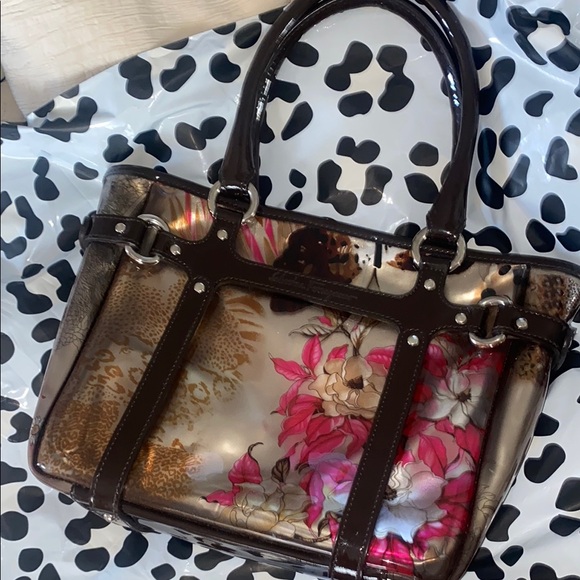 Salvatore Ferragamo Mini Bag Brown and Pink Floral Design
